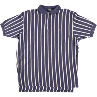 ラルフローレン(Ralph Lauren)の古着 90年代 ラルフローレン Ralph Lauren POLO By RALPH LAUREN 半袖 ストライプ ポロシャツ USA製 メンズXL ヴィンテージ /eaa444537(ポロシャツ)