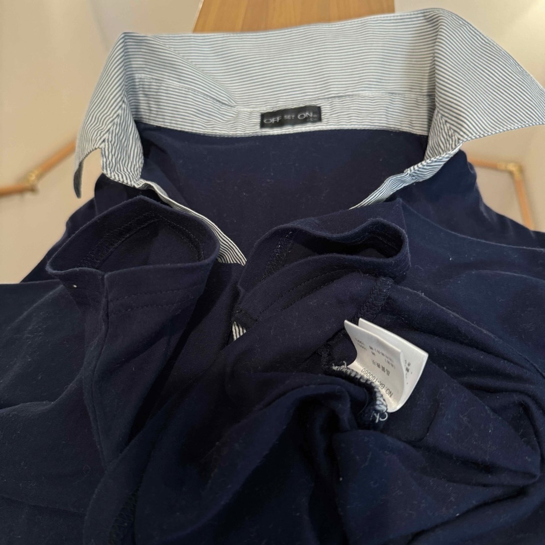 七分袖 トップス3点(オフホワイト・紺・水色 3色) Mサイズに近いL レディースのトップス(Tシャツ(長袖/七分))の商品写真