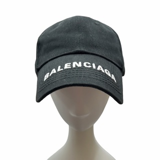 バレンシアガ BALENCIAGA バイザー ロゴ 刺繍 キャップ 帽子 黒