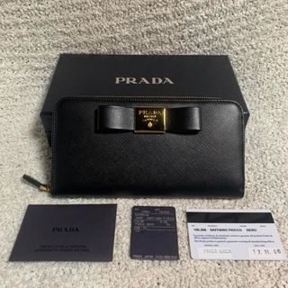 プラダ(PRADA)の【新品】PRADA　サフィアーノ　長財布　黒　リボン(財布)