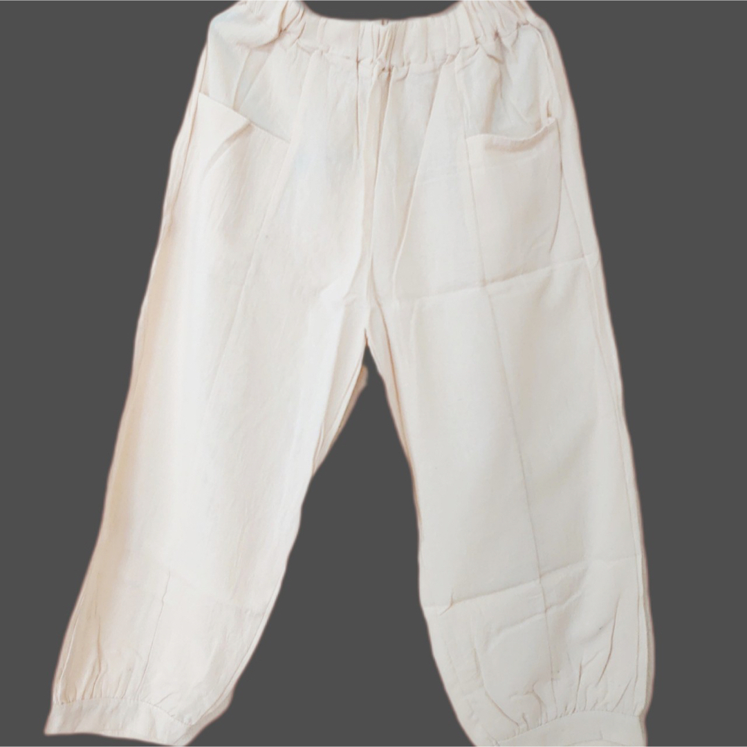 サルエルパンツ レディース リネンパンツ 着やせ パンツ ゆったり 九分丈 白 レディースのパンツ(サルエルパンツ)の商品写真