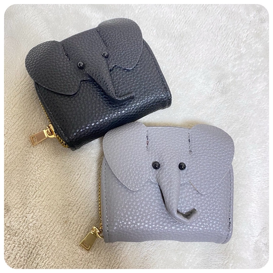 カードケース カードホルダー グレー じゃばら かわいい ミニ財布 ゾウ ぞう レディースのファッション小物(財布)の商品写真