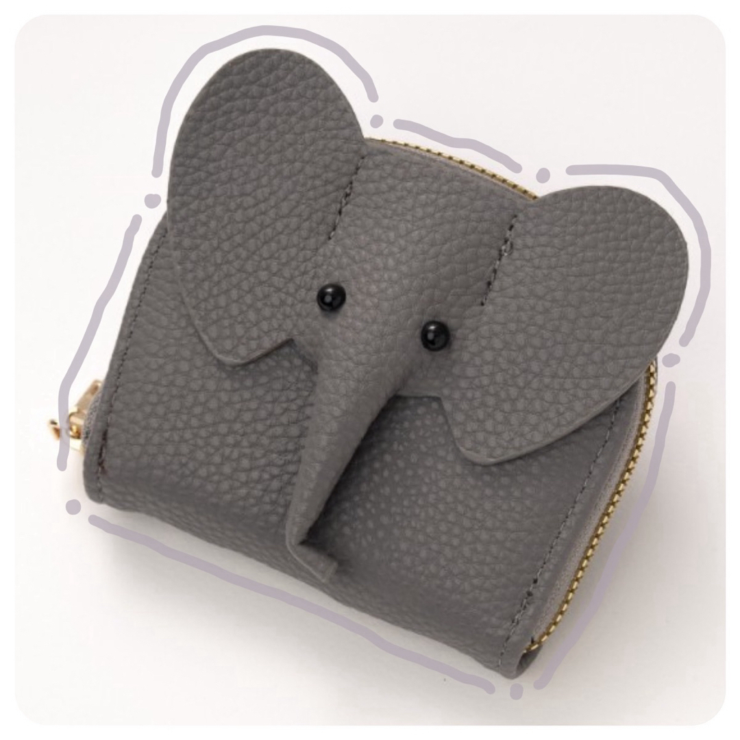 カードケース カードホルダー グレー じゃばら かわいい ミニ財布 ゾウ ぞう レディースのファッション小物(財布)の商品写真