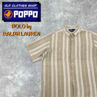 POLO RALPH LAUREN - ポロバイラルフローレン☆コットンリネンレトロストライプシャツ 90s