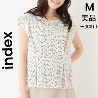 インデックス(INDEX)の【index】インデックス M ブラウス フレンチスリーブ ドット美品 一度着用(シャツ/ブラウス(半袖/袖なし))