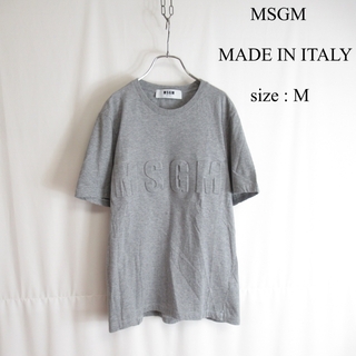 エムエスジイエム(MSGM)のMSGM ロゴ デザイン カットソー Tシャツ 半袖 イタリア製 アオイ M(Tシャツ(半袖/袖なし))
