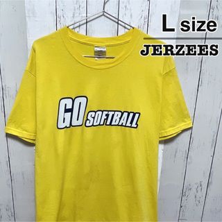 ジャージーズ(JERZEES)のJERZEES　Tシャツ　L　イエロー　黄色　プリント　ソフトボール　USA古着(Tシャツ/カットソー(半袖/袖なし))