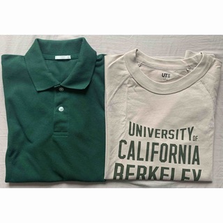 ユニクロ(UNIQLO)のUNIQLO カレッジロゴT S　& GU ドライポロシャツ　XSサイズ(Tシャツ(半袖/袖なし))