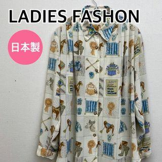 LADIES FASHON シャツ ブラウス 長袖 トップス 総柄【CT271】