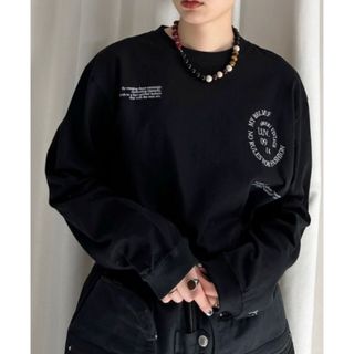 アメリヴィンテージ(Ameri VINTAGE)の新品タグ付★アメリ MESSAGE PRINT LS TEE ブラック(Tシャツ(長袖/七分))