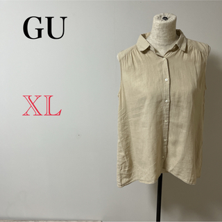 GU - 【GU】レディース　シャツ　ブラウス　ノースリーブ　袖無し　半袖　ベージュ
