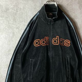 アディダス(adidas)の【高級感抜群ベロア、ビッグ刺繍ロゴ】adidasトラックジャケット古着ジャージ(ジャージ)