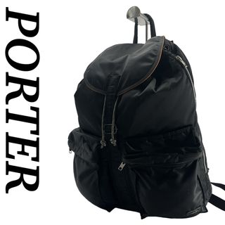 ポーター(PORTER)の美品　日本製　ポーター　吉田カバン　リュック　巾着　大容量　ブラック　タンカー(バッグパック/リュック)