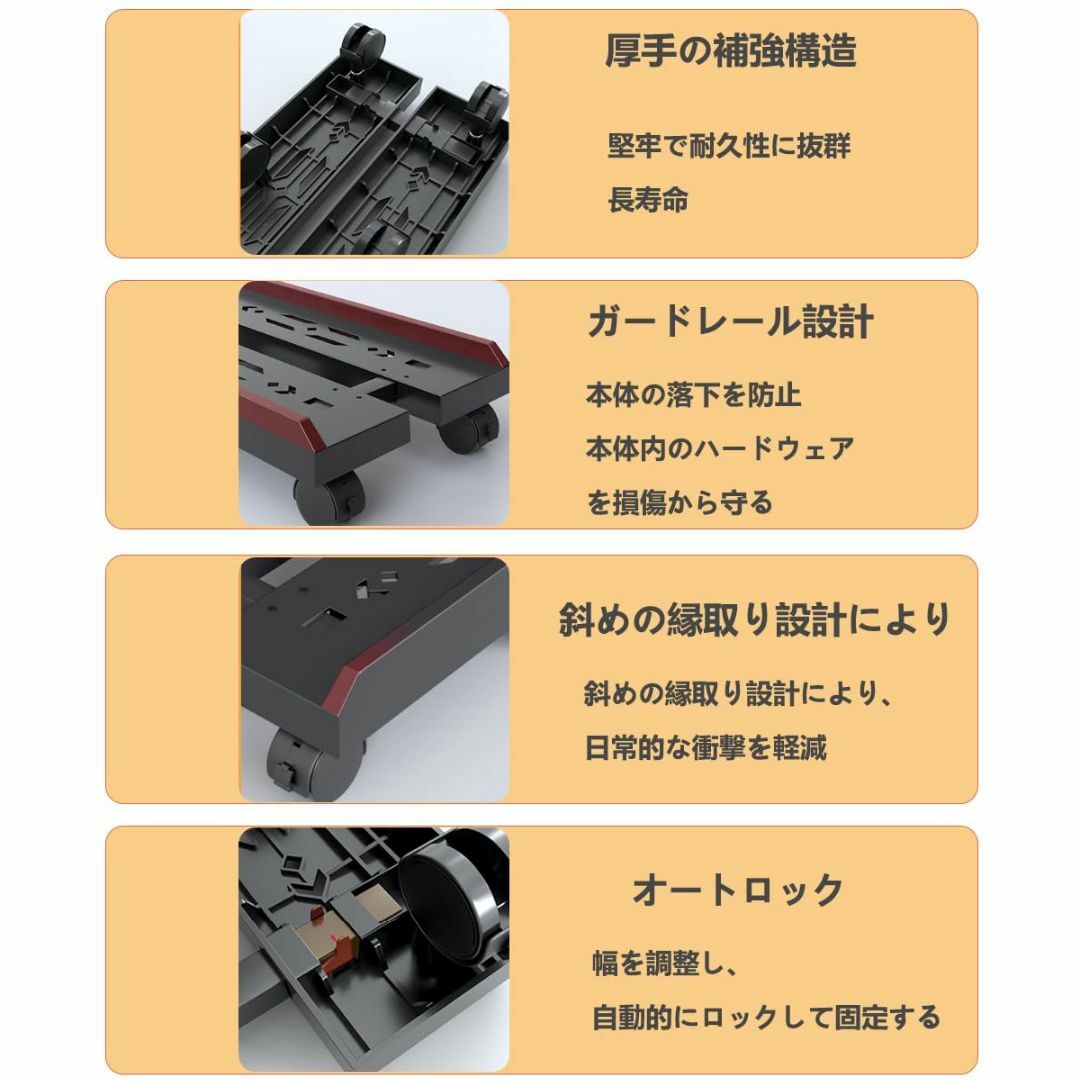 【色:ホワイト】CPUスタンド キャスター付 パソコン CPUワゴン デスクトッ スマホ/家電/カメラのPC/タブレット(PC周辺機器)の商品写真