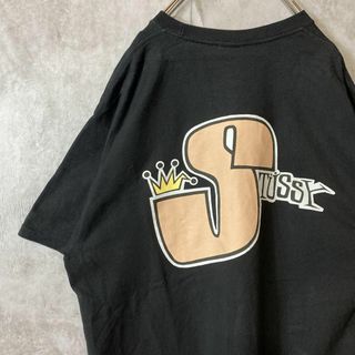 ステューシー(STUSSY)の【メキシコ製、バックプリントTシャツ】stussyビッグロゴ古着ブラックsk8(Tシャツ/カットソー(半袖/袖なし))