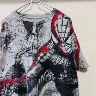 マーベル(MARVEL)の一点物　メキシコ製　スパイダーマン2 2014年製　オーバープリント　Tシャツ(Tシャツ/カットソー(半袖/袖なし))