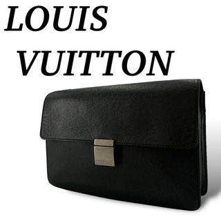 ルイヴィトン(LOUIS VUITTON)のルイヴィトン　クラッチバッグ　タイガ　セレンガ　ロゴ型押し　ブラック　レザー(セカンドバッグ/クラッチバッグ)