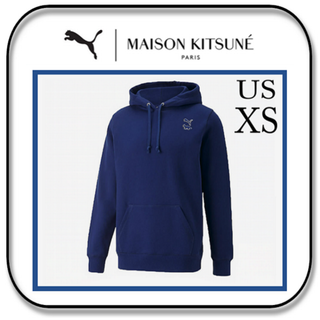 メゾンキツネ(MAISON KITSUNE')のプーマ x メゾンキツネ　ニット パーカー　ブルーデプス　(US)ＸＳ(パーカー)