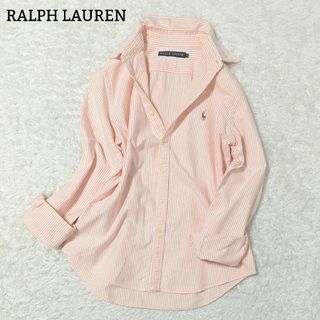 ラルフローレン(Ralph Lauren)の極美品 ラルフローレン 長袖シャツ ストライプ ホースロゴ 刺繍 L オレンジ(シャツ/ブラウス(長袖/七分))