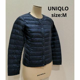 Rope' Picnic - UNIQLO ユニクロ ライトダウンジャケット ノーカラー ネイビー レディース