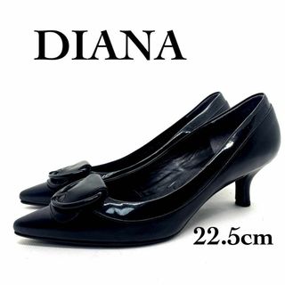 ダイアナ(DIANA)の★美品　DIANA バックルデザイン　レザー　ブラック　ポインテッドトゥ(ハイヒール/パンプス)