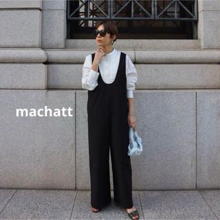 machatt マチャット Uネックオールインワン  サロペット ブラック 黒　(オールインワン)