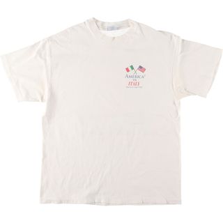 ヘインズ(Hanes)の古着 ヘインズ Hanes BEEFY-T 青タグ バックプリント プリントTシャツ USA製 メンズL ヴィンテージ /eaa442806(Tシャツ/カットソー(半袖/袖なし))