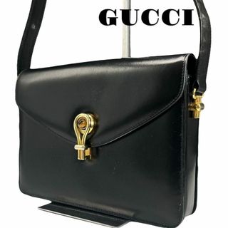 グッチ(Gucci)の良品 GUCCI 2way ショルダーバッグ タイガーアイ レザー ブラック(ショルダーバッグ)