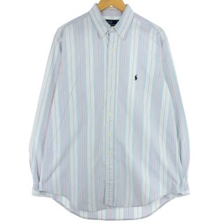 ラルフローレン(Ralph Lauren)の古着 ラルフローレン Ralph Lauren POLO by Ralph Lauren 長袖 ボタンダウンストライプシャツ カナダ製 メンズL /eaa446978(シャツ)