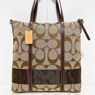 コーチ(COACH)の☆激安☆送料無料☆コーチシグネチャーキャンバス×レザー2WAYハンドバッグ☆(ショルダーバッグ)