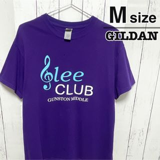 ギルタン(GILDAN)のUSA古着　GILDAN　Tシャツ　M　パープル　プリント　音符　クルーネック(Tシャツ/カットソー(半袖/袖なし))