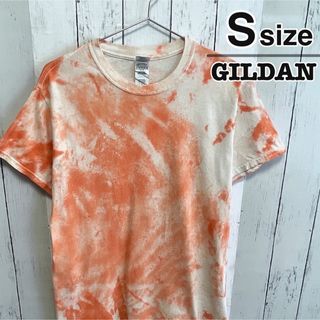 ギルタン(GILDAN)のUSA古着　GILDAN　Tシャツ　Sサイズ　タイダイ柄　オレンジ　クルーネック(Tシャツ/カットソー(半袖/袖なし))