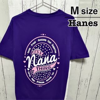 ヘインズ(Hanes)のHanes　Tシャツ　M　パープル　プリント　コットン　クルーネック　USA古着(Tシャツ/カットソー(半袖/袖なし))