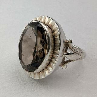 1976年 英国ヴィンテージ ジュエリー 大型ブラウンストーン 純銀リング 指輪(その他)