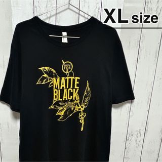 USA古着　Tシャツ　XL　ブラック　ゴールド　プリント　クルーネック　コットン(Tシャツ/カットソー(半袖/袖なし))