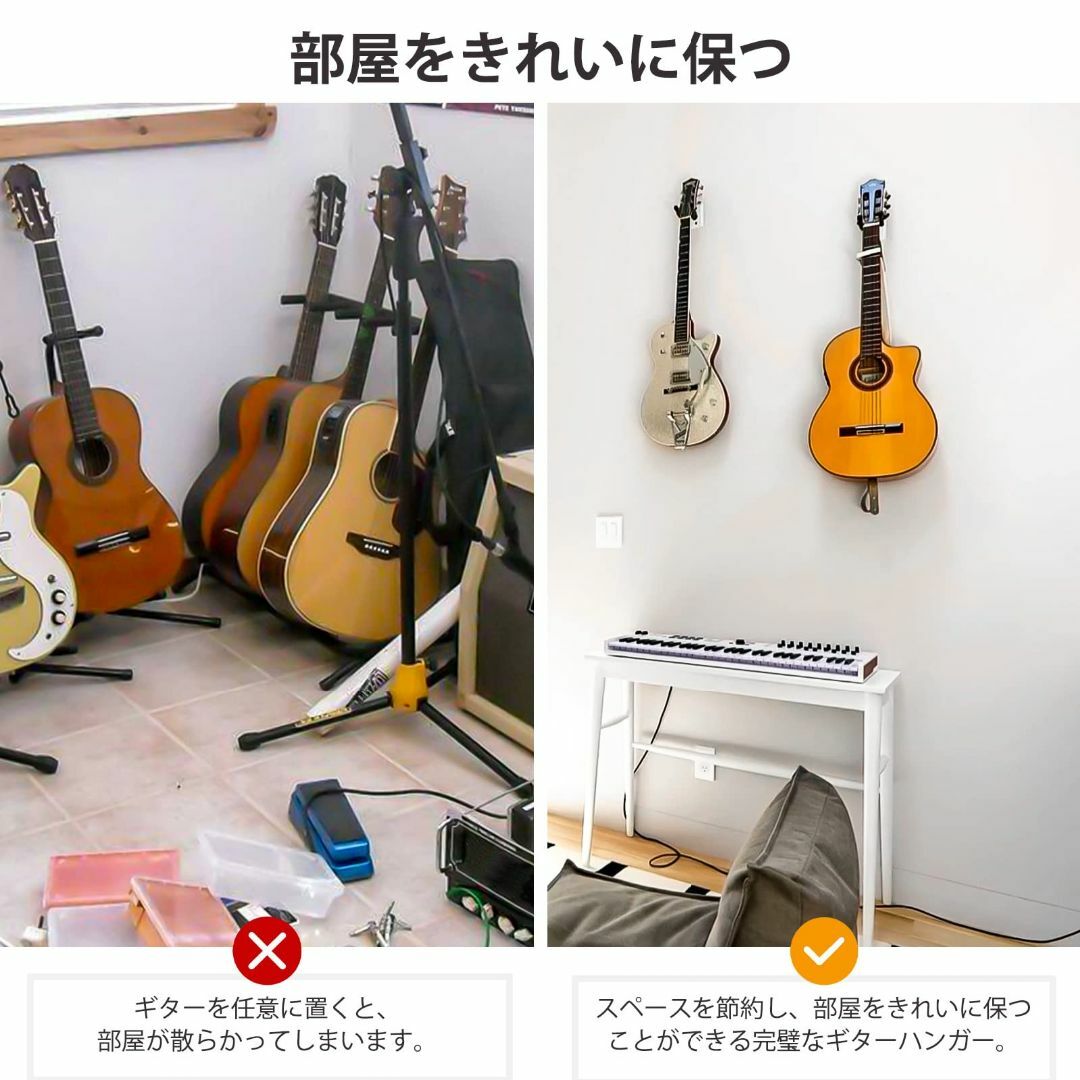 【色:ホワイト】ギターハンガー POGOLAB ギタースタンド 壁掛け 2個セッ キッズ/ベビー/マタニティのおもちゃ(楽器のおもちゃ)の商品写真