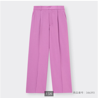 ジーユー(GU)の《GU》カットソースラックス 丈短め カラーパンツ ピンク Mサイズ(カジュアルパンツ)