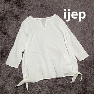 ijep イジェップ サイドリボン スキッパー ブラウス 日本製 コットン(シャツ/ブラウス(長袖/七分))