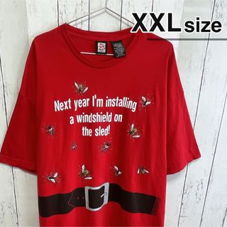 ヴィンテージ(VINTAGE)のUSA古着　Tシャツ　XXL　レッド　昆虫　蜂　ベルト　プリント　オーバーサイズ(Tシャツ/カットソー(半袖/袖なし))