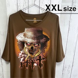 USA古着　Tシャツ　XXL　ビッグプリント　ホラー　スケアクロウ　クルーネック(Tシャツ/カットソー(半袖/袖なし))