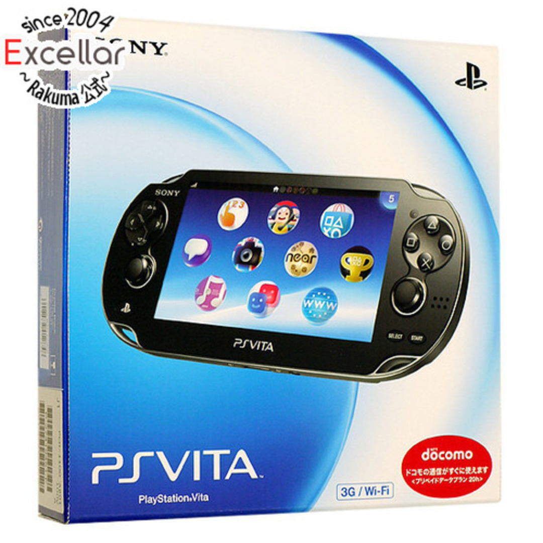 PlayStation Vita(プレイステーションヴィータ)のSONY　PSVita 3G/Wi-Fiモデル ブラック PCH-1100 AB01 元箱あり エンタメ/ホビーのゲームソフト/ゲーム機本体(携帯用ゲーム機本体)の商品写真