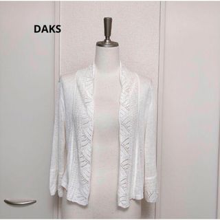 DAKS - DAKS ダックス　編み　レース　ロゴ　リネン　カーディガン　ホワイト　38