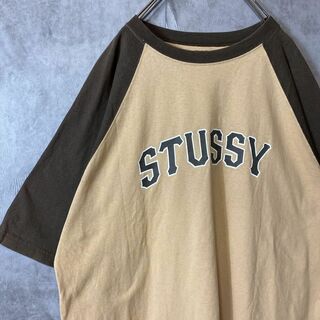 ステューシー(STUSSY)の【usa製、アーチロゴ、ラグランTシャツ】stussyアースカラー古着90s(Tシャツ/カットソー(半袖/袖なし))