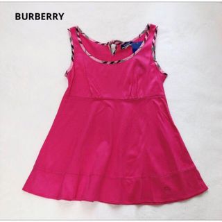 バーバリーブルーレーベル(BURBERRY BLUE LABEL)の新品　BURBERRY バーバリー　リボン　フレア　チェック　チュニック　ピンク(チュニック)