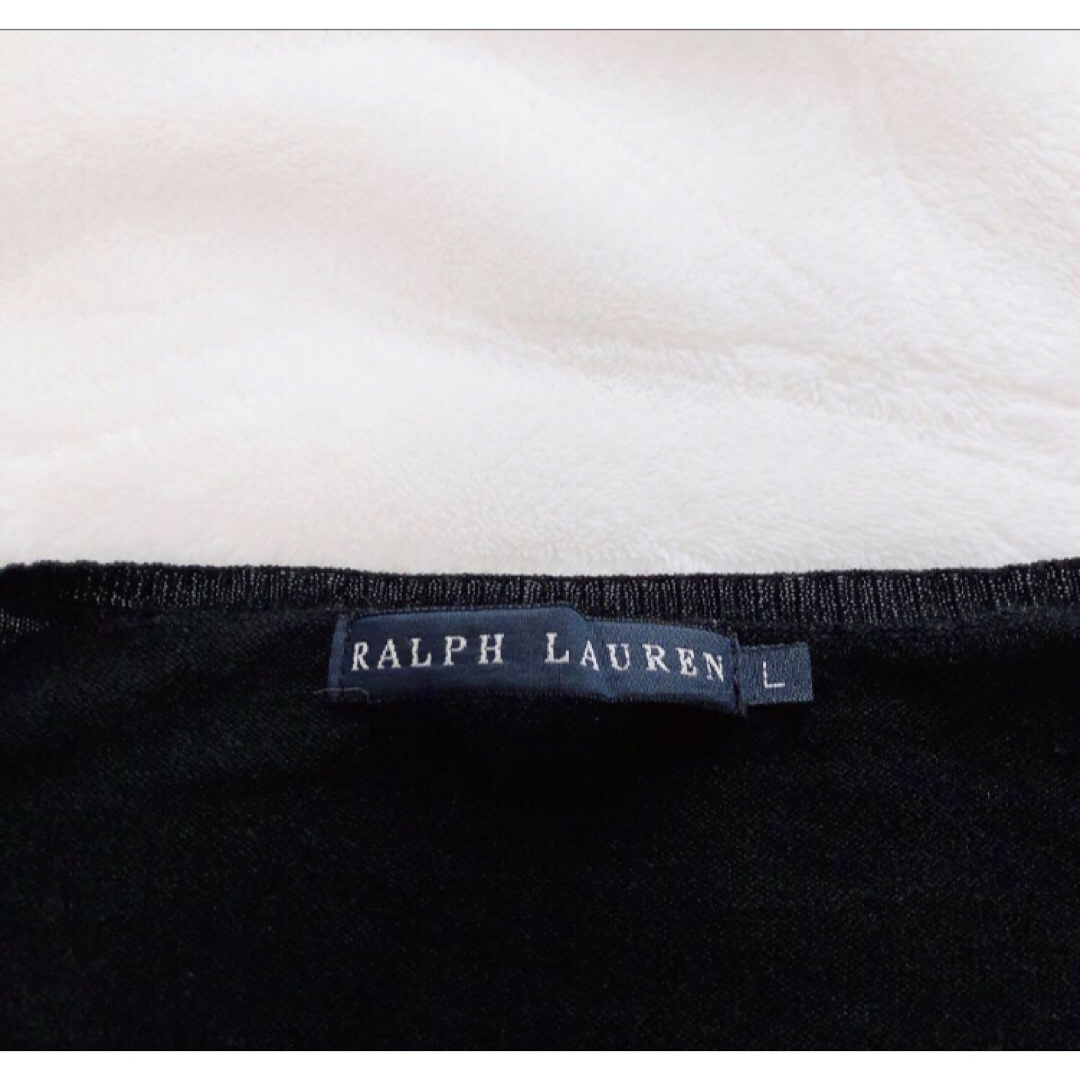 POLO RALPH LAUREN(ポロラルフローレン)のRALPH LAUREN ラルフローレン　コットン　Vネック　ニット　ブラック レディースのトップス(ニット/セーター)の商品写真