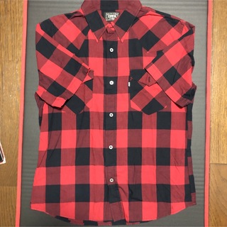 EDWIN - EDWIN ワークシャツ　ブロックチェック　半袖　赤黒