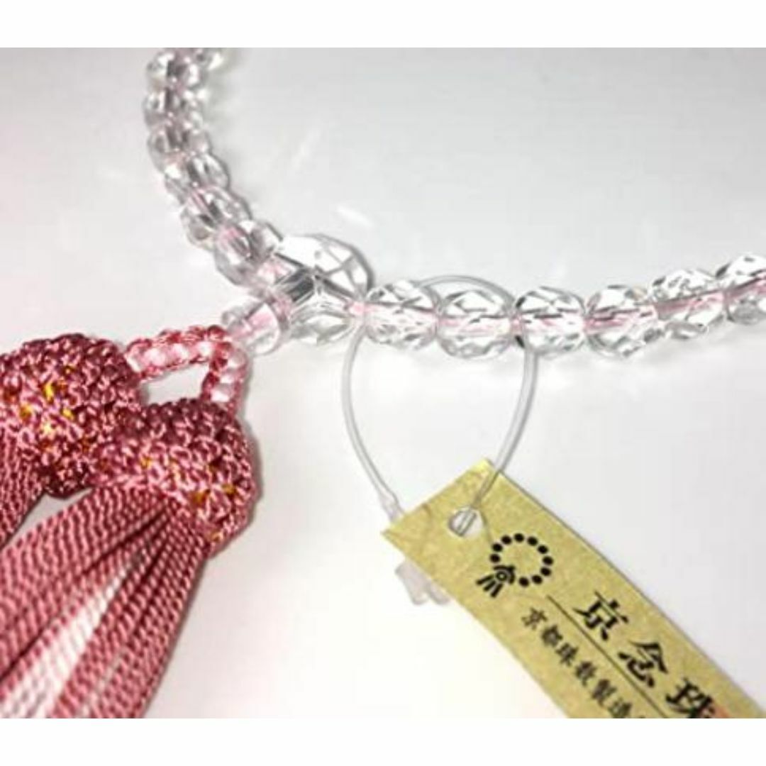 【桜模様　数珠袋付】女性用　数珠　切子硝子 切子ガラス レディースのアクセサリー(その他)の商品写真