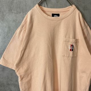 ステューシー(STUSSY)の【ポケットTシャツ、ピンク系】stussyショーンフォント刺繍ロゴ古着グランジ(Tシャツ/カットソー(半袖/袖なし))