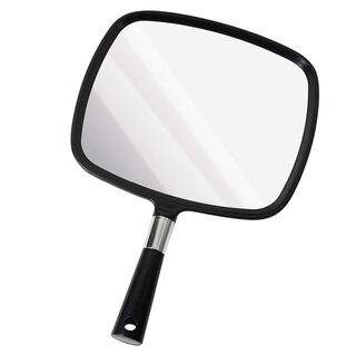 【色: ブラック】Plugfill HAND MIRROR 手鏡 大きめ ハンド(コフレ/メイクアップセット)