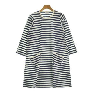 marimekko - marimekko マリメッコ ワンピース 160(L位) 白x紺(ボーダー) 【古着】【中古】